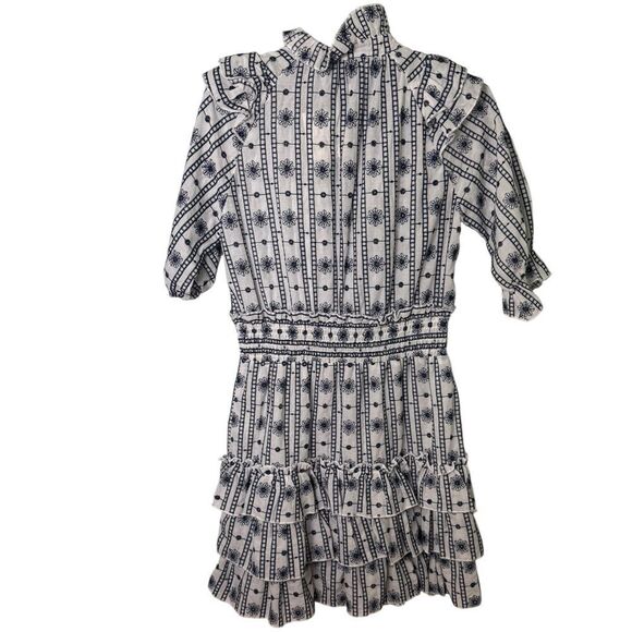 The Shirt Rochelle Behrens Smocked Ruffle Shirt Mini Dress Size XS NWT - Picture 3 of 6